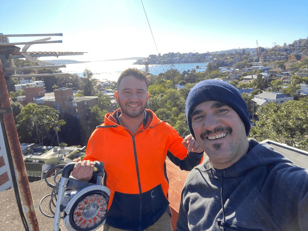 Issac Zorzano on a balcony waterproofing job in Sydney's Eastern Suburbs
