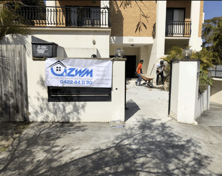 Zorzano Waterproofing team working on building entrance waterproofing at Onslow St, Rose Bay